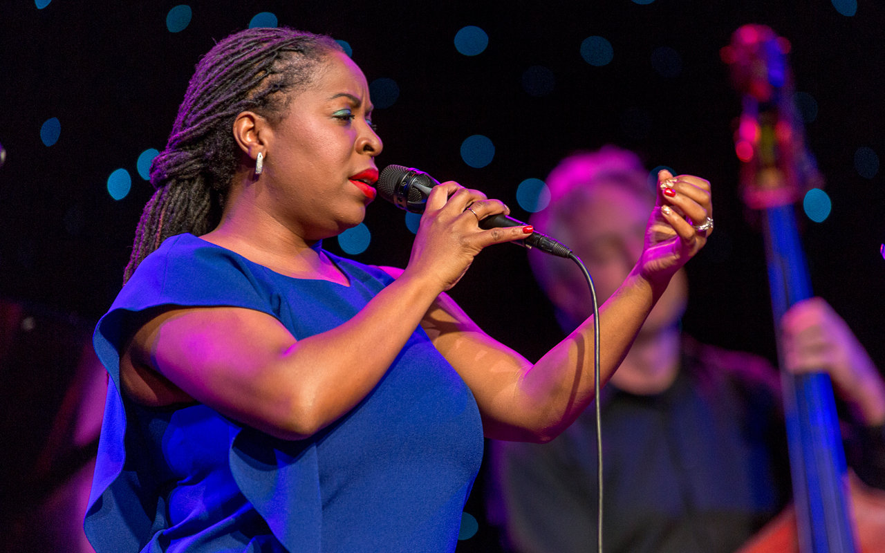 Johnaye Kendrick singing, photo by Daniel Sheehan.