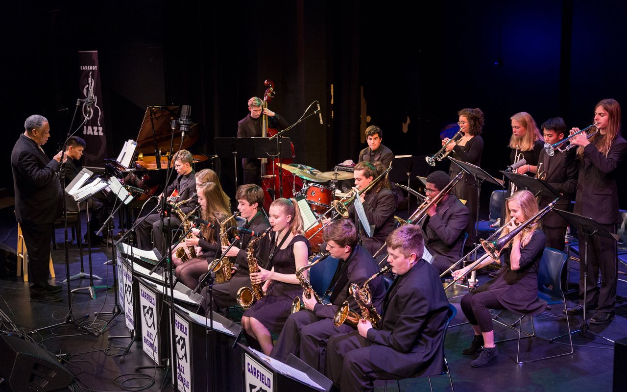 Garfield High School Jazz Band with Clarence Acox, photo by Daniel Sheehan.