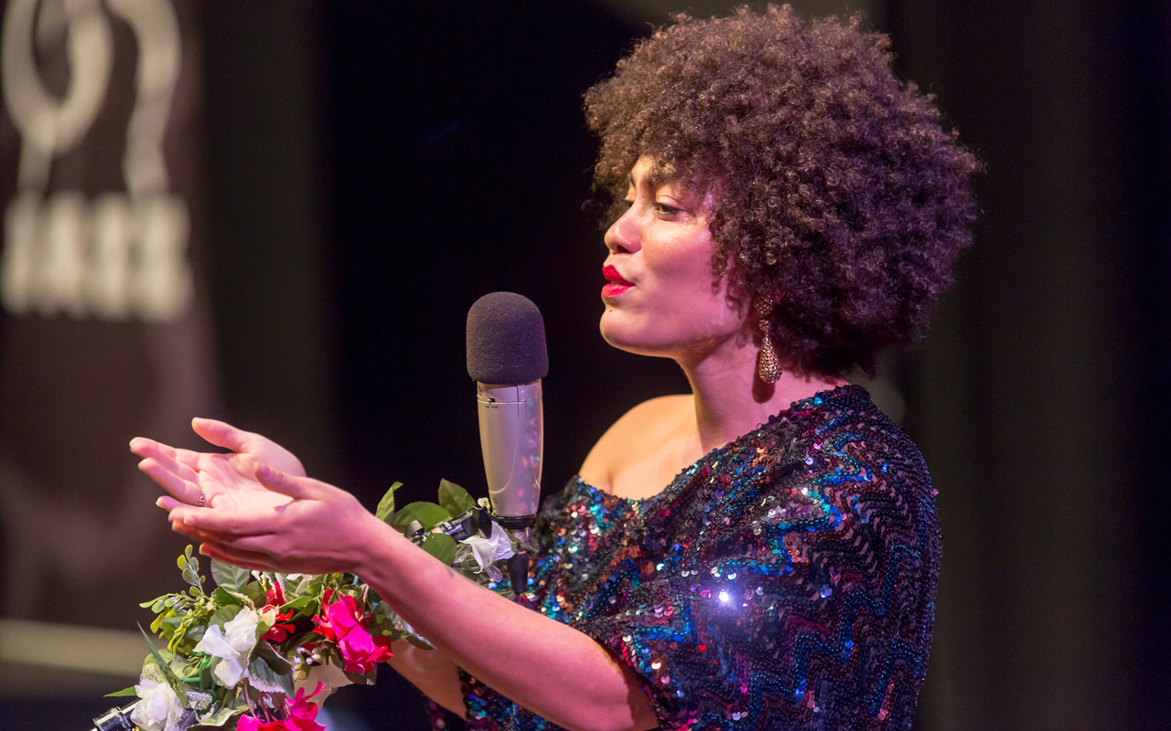 Madison McFerrin singing, photo by Daniel Sheehan.