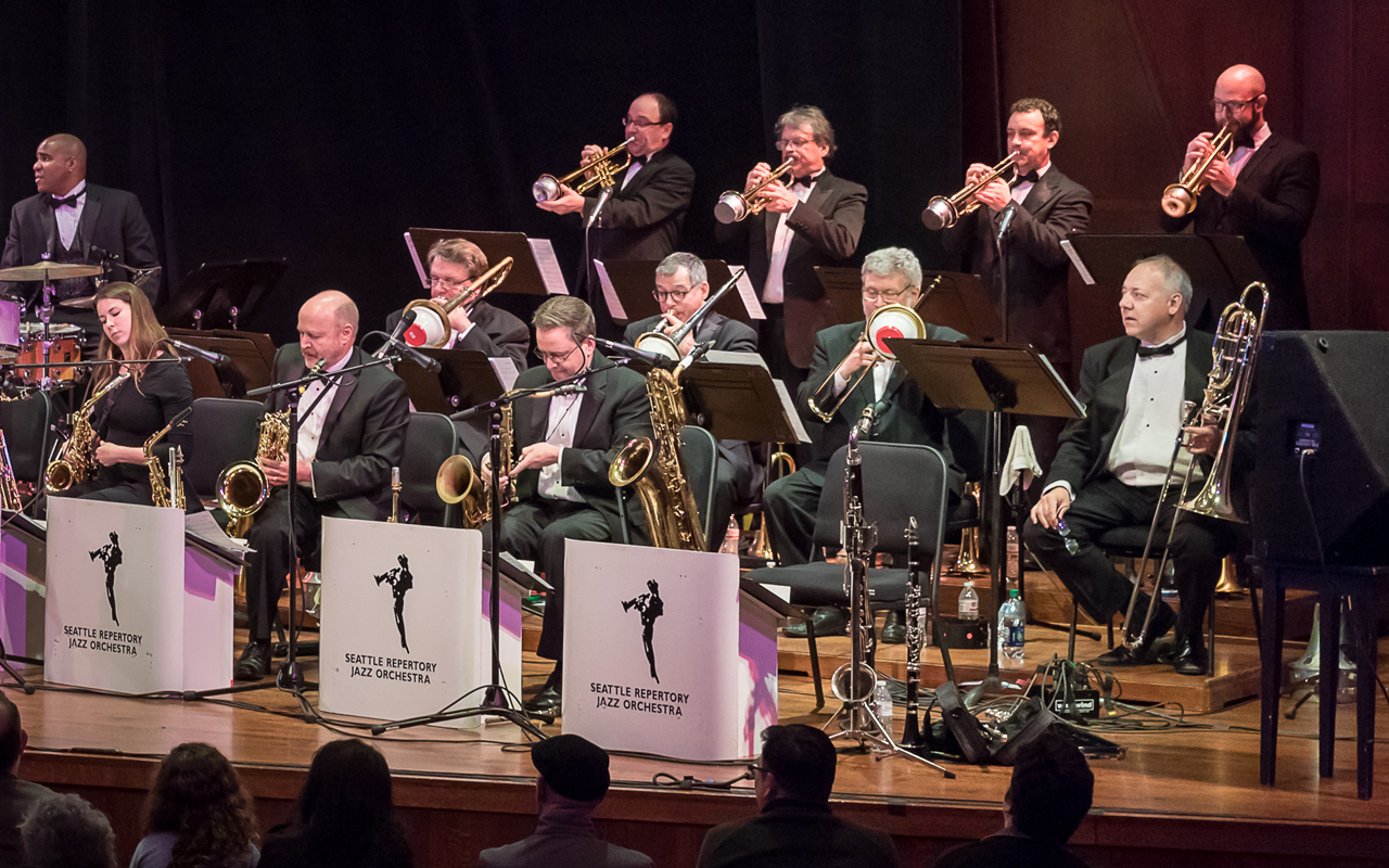 Seattle Repertory Jazz Orchestra performing on stage