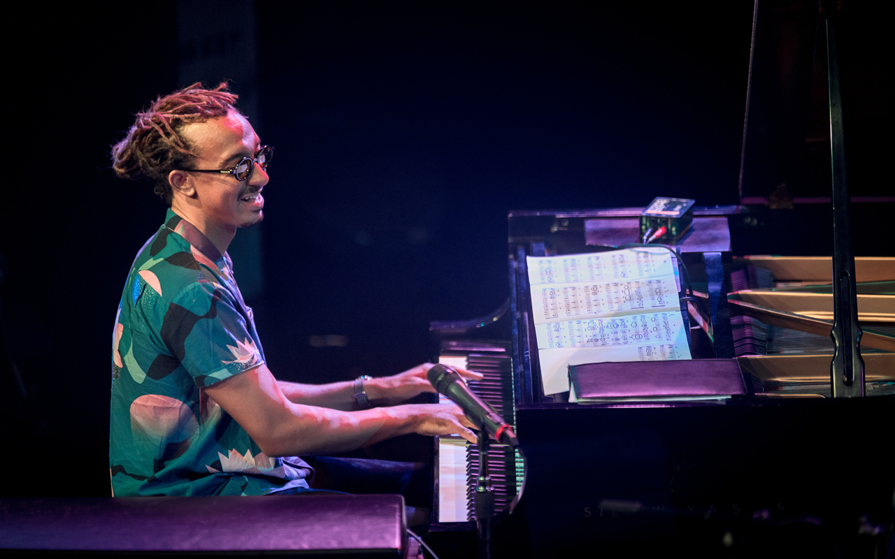 Gerald Clayton plays piano on the Triple Door stage at the 2019 Earshot Jazz Festival